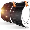 Image de DOKIO 2PC Panneau Solaire Souple 100W 12V (200W) Monocristallin Semi-Flexible pour Camping-Car Camper Van Bateaux et Autres Surfa