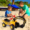 Image de COSTWAY Excavatrice Camion Pelleteuse Enfant Tracteur pour Enfant Jouet de Sable Vocal avec Casque de Sécurité Jaune
