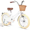 Image de Glerc vélo Enfant 18 Pouces pour Filles 5 6 7 8 Ans Style rétro Vintage avec Roues dentrainement Panier et Sonnette Blanc
