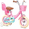 Image de Glerc 14 Pouces vélo pour Enfants pour 3 4 5 Ans Petite Fille Mignon vélo avec stabilisateur de Panier et Cloches Rose