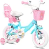 Image de Glerc 14 Pouces vélo pour Enfants pour 3 4 5 Ans Petite Fille Mignon vélo avec stabilisateur de Panier et Cloches Bleu