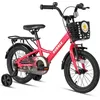 Image de Glerc Bubble 14 pouces Vélo denfant pour garçons et filles de 3 4 5 6 ans avec stabilisateurs de panier Rouge Rose