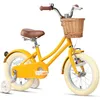 Image de Glerc Little Molly 16 pouces vélo pour enfantsvélo pour enfants avec panier en osier et roues dentraînement / pédales jaune