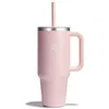 Image de Gobelet isotherme XXL Rose avec paille souple 1180ml Sadapte aux portes gobelets de nombreuses voitures - HYDROFLASK