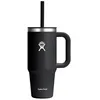 Image de Hydro Flask Tumbler isotherme 710 ml - Noir inox double paroi anse & paille froid 24h / chaud 12h
