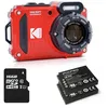 Image de KODAK Pixpro Pack WPZ2 + 2 Batteries + 1 carte SD - Compact 16MP étanche à 15m Anti-Choc Video 720p Ecran LCD - Rouge