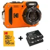 Image de KODAK Pixpro Pack WPZ2 + 2 Batteries + 1 carte SD - Compact 16MP étanche à 15m Anti-Choc Video 720p Ecran LCD - Orange