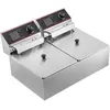 Image de Friteuse 12L Electrique Inox-VEVOR-Friteuse Commerciale en Acier Inoxydable-à Double Réservoir 5000W