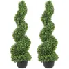 Image de Buis Topiaire Artificiel - VEVOR - Topiaire Artificielle Spirale 2 Plantes Déco 91cm 10 Feuilles Remplaçables