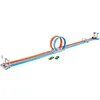 Image de Piste Hot Wheels Action de lancement Double Loopings 213 cm orange/bleu - Jouet pour enfant de 4 ans et plus