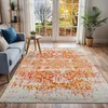 Image de LIVABLISS Tapis de Salon à Poils Courts Doux Vintage Oriental JULIETTE 160x220cm Orange/Blanc