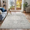 Image de LIVABLISS Tapis de Salon à Poils Courts Doux Vintage Oriental JULIETTE 120x170cm Gris/Blanc