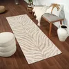 Image de LIVABLISS Tapis de Couloir à Poils Courts Doux Zébré Bohème CYBELE 80x220cm Gris/Beige