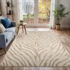 Image de LIVABLISS Tapis de Salon à Poils Courts Doux Zébré Bohème CYBELE 160x220cm Gris/Beige