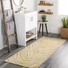 Image de LIVABLISS Tapis de Couloir à Poils Courts Doux Zébré Bohème CYBELE 80x220cm Jaune/Beige