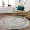 Image de LIVABLISS Tapis Rond de Salon à Poils Courts Doux Vintage Oriental FARAH Ø 160cm Gris/Blanc
