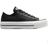 Image de Converse Platform Leather Ox - Basket basse femme en cuir noir semelle plateforme