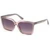 Image de Guess 00099 Lunettes de soleil pour femme de forme carrée - Couleur 20B Gris/Autre avec verres dégradés de couleur fumée - 55