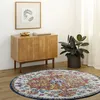 Image de LIVABLISS Tapis Rond de Salon à Poils Courts Doux Vintage Oriental LOU Ø 120cm Multicolore/Orange