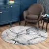 Image de LIVABLISS Tapis Rond de Salon à Poils Courts Doux Abstrait Moderne LYNA Ø 160cm Ivoire/Gris