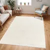Image de LIVABLISS Tapis de Salon à Poils Longs Doux Shaggy Uni Chic CLAIRE 160x213cm Beige Clair