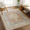 Image de LIVABLISS Tapis Lavable Machine Vintage Oriental BOKA 160x213cm Orange Jaune
