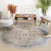 Image de LIVABLISS Tapis Rond Lavable Machine Vintage Oriental ALORA Ø 200cm Brun/Ivoire