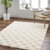 Image de LIVABLISS Tapis de Salon à Poils Longs Doux Shaggy à Carreaux WILLA 200x290cm Ivoire/Beige Clair