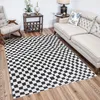 Image de LIVABLISS Tapis de Salon à Poils Courts Doux Scandinave à Carreaux IRINA 160x213cm Noir/Blanc