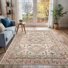 Image de LIVABLISS Tapis de Salon à Poils Courts Doux Scandinave Bohème EVELYN 140x200cm Multicolore/Rose