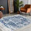 Image de LIVABLISS Tapis de Salon à Poils Courts Doux Vintage Oriental JULIETTE 140x200cm Bleu/Blanc
