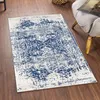 Image de LIVABLISS Tapis de Salon à Poils Courts Doux Vintage Oriental JULIETTE 80x150cm Bleu/Blanc
