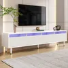Image de Meuble TV Blanc Moderne avec LEDDesign minimalisteGrand rangement4 Tiroirs en acrylique178x35x45cm