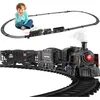 Image de Jouets De Circuit Train Electrique avec Fumé Lumières et Son Jouet de Train à Vapeur Télécommande avec Wagons de Fret et Voies