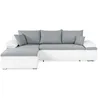 Image de Canapé dangle réversible convertible 3 places+Coffre - Simili blanc et tissu gris - CELINA - L 274 x P 184 cm - Fabriqué en