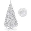 Image de Sapin de Noël Artificiel 150 cm COSTWAY Blanc - Aiguilles en PVC - Support en Métal - Décoration de Fête pour Noël - 350 Branches