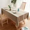 Image de Nappe Rectangulaire Coton Lin Vintage Decoration Beige Table Cloth Tablecloth Rectangle 140x180 cm pour Table de Cuisine