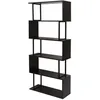 Image de Bibliotheque etagere autoportante meuble de rangement structure 3D 183x80cm 5 niveaux marron fonce metal noir 04_0001322