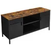 Image de Meuble TV - HELLOSHOP26 - 120x40x55 cm - Marron rustique et noir - 6 compartiments - Support jusquà 55 pouces