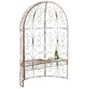 Image de Banc de jardin avec arche à rosiers en metal marron vieilli style vintage