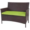 Image de Banc de jardin banquette en polyrotin marron chine avec coussin vert MDJ04137