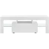 Image de Meuble TV avec éclairage LED multicolore banc support design avec étagères 130 cm blanc 03_0005859