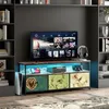 Image de Meuble TV - DREAMMESPACE - 137x30x57cm - 3 tiroirs en tissu PU - LED multicolore - Style industriel