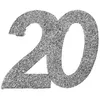 Image de Confettis danniversaire - Chiffre 20 - Paillettes argentées - Carton - Lot de 6 (6×5 cm)