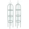 Image de Arche de jardin en forme de tour X2 - Obélisque de Jardin pour plantes grimpantes et fleurs - Hauteur 205cm - verte en métal