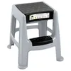 Image de Tabouret marchepied - EDA PLASTIQUE - 2 marches avec coffre de rangement - Gris perle - Marche noir