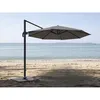 Image de Parasol rond en aluminium coloris taupe et toile polyester avec pied en croix - Tobago - Ø 4 x 266 m - Jardiline