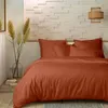 Image de Housse de couette 220x240 cm + 2 taies 100% Percale de Coton 80 fils Terracotta