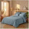 Image de Parure de lit 240x260 cm - Percale de coton - Bleu azur