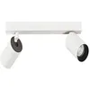 Image de Plafonnier / Applique murale 2 spots corps aluminium blanc réflecteur noir avec 2 lampes LED 36° 55W 4000K variables par